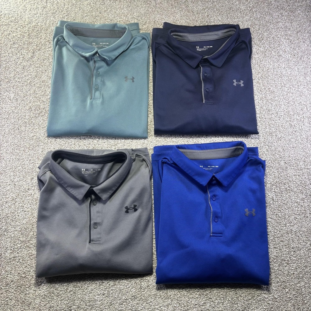 Under Armour HeatGear Polo Shirt Mens 3XL Lot Of 4 Golf Performance Multicolor